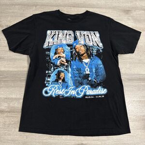 King Von Shirt Men’s Large Black Rest In Paradise Memorial Chicago Drill Rap USA